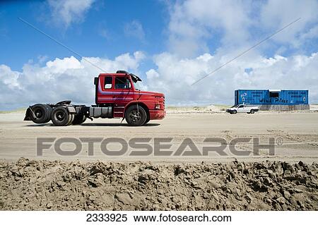 Stock Photography - Truck On Casino Beach; Rio Grande Do Sul, Brazil. Fotosearch