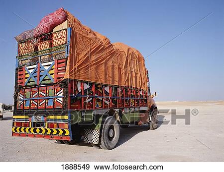 Truck On Desert Highway View Large Photo Image Stock Photo - Truck On Desert Highway. Fotosearch