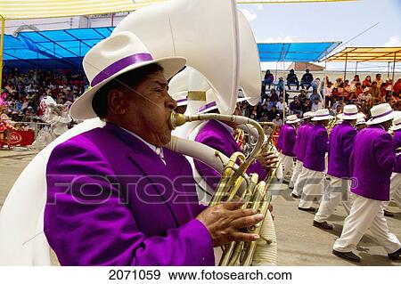 Tuba Players In A Marching Band In The Procession Of The Carnaval De Oruro, Oruro, Bolivia View Large Photo Image Stock Photo - Tuba Players In A Marching Band In The Procession Of The Carnaval De Oruro, Oruro, Bolivia. Fotosearch