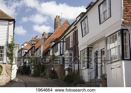 Picture - Tudor Style Houses On A Cobbled Street; Rye Sussex England. Fotosearch