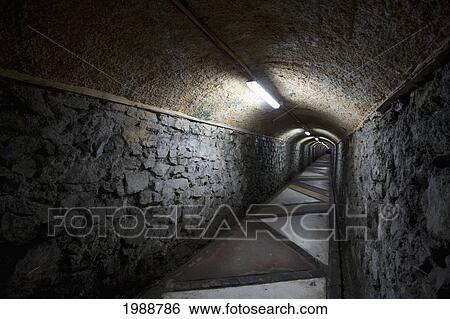Stock Photograph - Tunnel Leading To The Ascensor Cerro Polanco Elevator, Valparaiso, Valparaiso Region, Chile. Fotosearch