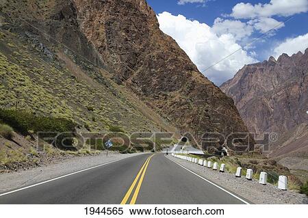 Stock Photography - Tunnel on National Route 7, Chorrillos Range of the Andes Mountains, Mendoza, Argentina. Fotosearch