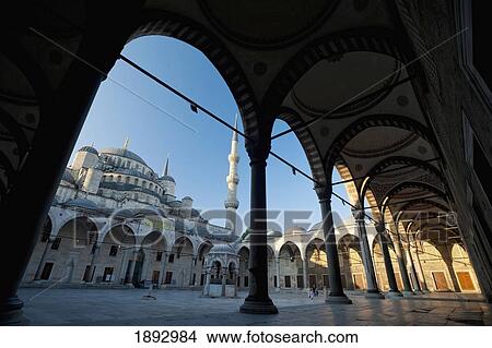 Turkey, Courtyard of Sultanahmet or Blue mosque at dawn; Istanbul View Large Photo Image Picture - Turkey, Courtyard of Sultanahmet or Blue mosque at dawn; Istanbul. Fotosearch