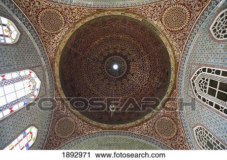 Stock Image - Turkey, Detail of domed ceiling in Harem of Tokapi Palace; Istanbul. Fotosearch