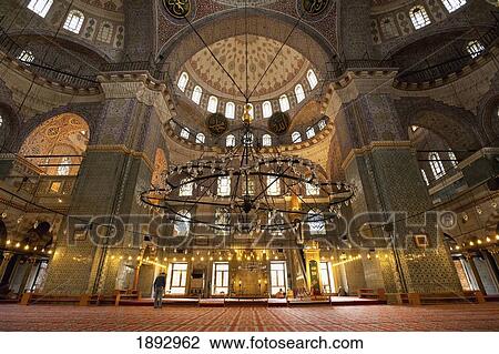 Stock Image - Turkey, Interior of New Mosque; Istanbul. Fotosearch