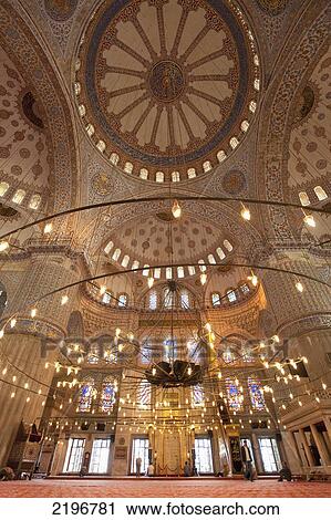 Turkey Interior Of Sultanahmet Or Blue Mosque Istanbul