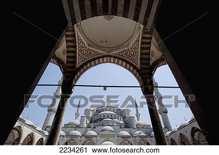 Stock Image - Turkey, Istanbul, Blue Mosque Seen From Main Entrance Arch; Sultanahmet. Fotosearch