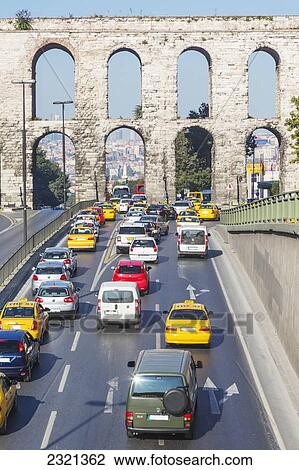 Turkey, Istanbul Province, Istanbul, Traffic at Valens Aqueduct View Large Photo Image Stock Image - Turkey, Istanbul Province, Istanbul, Traffic at Valens Aqueduct. Fotosearch