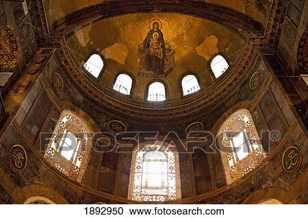 Turkey, Mosaic of Jesus and Mary on domed roof of Haghia Sofia; Istanbul View Large Photo Image Stock Image - Turkey, Mosaic of Jesus and Mary on domed roof of Haghia Sofia; Istanbul. Fotosearch
