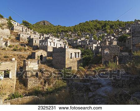 Stock Image - Turkey, Site of ancient buildings; Kayakoy. Fotosearch