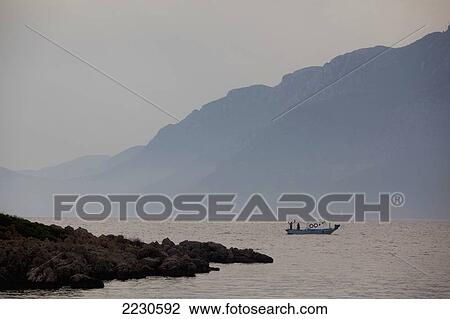 Turkey, Solo Boat Crosses At Dusk; Gokava Gulf View Large Photo Image Stock Image - Turkey, Solo Boat Crosses At Dusk; Gokava Gulf. Fotosearch