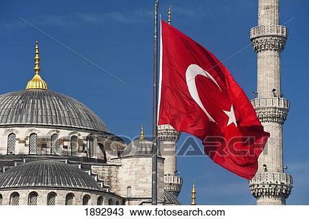 Turkey, Turkish flag in front of Sultanahmet or Blue Mosque; Istanbul View Large Photo Image Stock Image - Turkey, Turkish flag in front of Sultanahmet or Blue Mosque; Istanbul. Fotosearch
