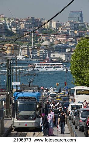 Turkey, View from busy road and tramway to Golden Horn and across to Beyoglu district; Istanbul View Large Photo Image Stock Image - Turkey, View from busy road and tramway to Golden Horn and across to Beyoglu district; Istanbul. Fotosearch