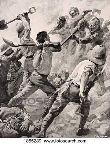 Stock Photo - Turkish And British Soldiers In Hand To Hand Combat On The Gallipoli Peninsula Turkey 1915 From The War Illustrated Album Deluxe Published London 1916. Fotosearch