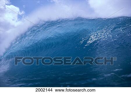 Turquoise Translucent Wave Curling With Spray Off Tips View Large Photo Image Picture - Turquoise Translucent Wave Curling With Spray Off Tips. Fotosearch