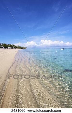Turquoise water off the coast of a white sand beach; Mauritius View Large Photo Image Stock Image - Turquoise water off the coast of a white sand beach; Mauritius. Fotosearch