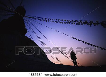 Picture - Twilight At Boudha Stupa. Fotosearch