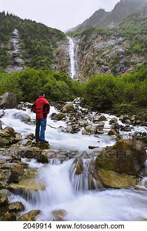 Picture - Twin Falls And River Near Smithers, British Columbia. Fotosearch