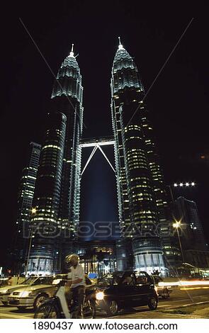 Stock Photo - Twin Petronas Towers At Night. Fotosearch