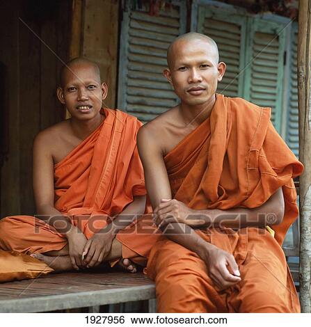Stock Photograph - Two Buddhist Monks. Fotosearch