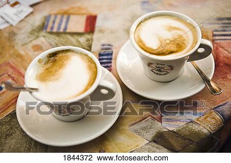 Two Cappuccino Cups; Rome, Italy View Large Photo Image Stock Image - Two Cappuccino Cups; Rome, Italy. Fotosearch