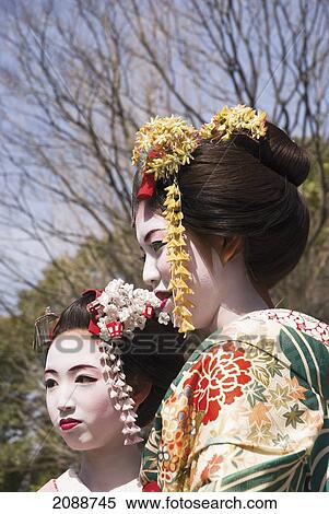 Two Geishas Close Up; Kyoto, Japan View Large Photo Image Stock Photography - Two Geishas Close Up; Kyoto, Japan. Fotosearch