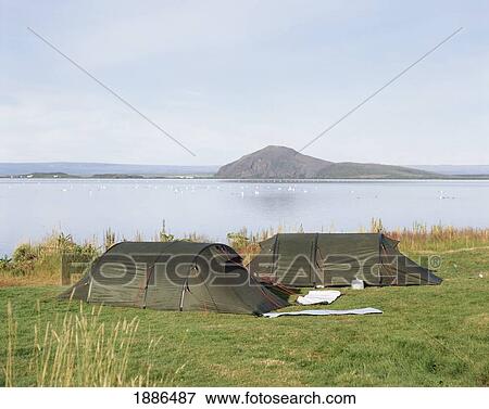 Two Tents Beside Lake Myvatn, Iceland View Large Photo Image Stock Photo - Two Tents Beside Lake Myvatn, Iceland. Fotosearch