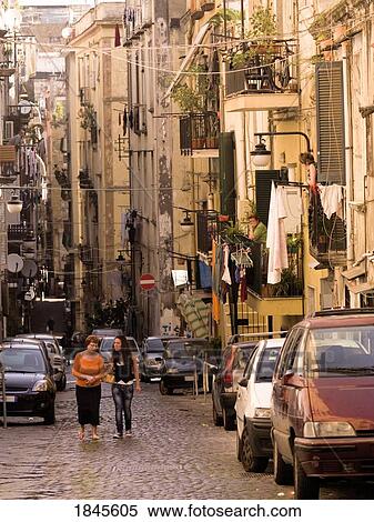 Two Women Walking On Street; Naples, Italy View Large Photo Image Stock Photography - Two Women Walking On Street; Naples, Italy. Fotosearch