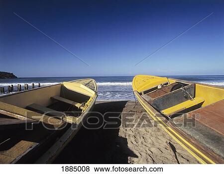 Two Yellow Boats On Beach View Large Photo Image Stock Photo - Two Yellow Boats On Beach. Fotosearch