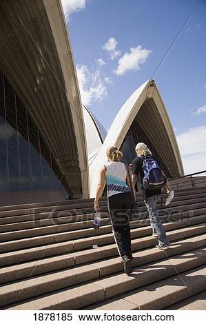 Two Young Women Ascending Stairs Outside Sydney Opera House View Large Photo Image Stock Photography - Two Young Women Ascending Stairs Outside Sydney Opera House. Fotosearch