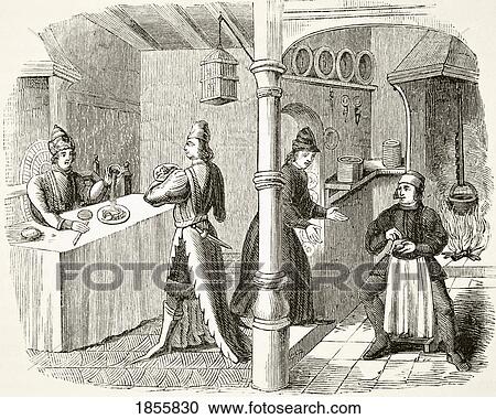 Typical Fifteenth Century Dining Room And Kitchen. From The National And Domestic History Of England By William Aubrey Published London Circa 1890 View Large Photo Image Stock Image - Typical Fifteenth Century Dining Room And Kitchen. From The National And Domestic History Of England By William Aubrey Published London Circa 1890. Fotosearch