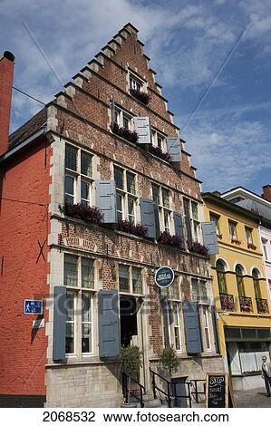 Stock Image - Typical House On The Canal; Ghent Oost-Viaanderen Belgium. Fotosearch