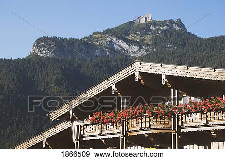 Stock Photo - Tyrolean House, Maurach, Tyrol (Tirol), Austria. Fotosearch