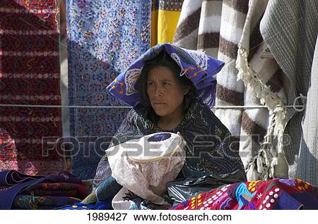 Stock Photo - Tzotzil Maya Woman Making Embroideries, San Cristobal De Las Casas, Chiapas, Mexico. Fotosearch
