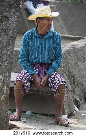 Stock Photograph - Tzutjil Maya Man, Santiago De Atitl. Fotosearch