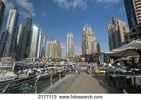 UAE, Boats and cafes in the Dubai Marina; Dubai View Large Photo Image Stock Image - UAE, Boats and cafes in the Dubai Marina; Dubai. Fotosearch