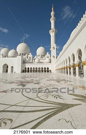 UAE, Courtyard of Sheikh Zayed Grand Mosque; Abu Dhabi View Large Photo Image Stock Image - UAE, Courtyard of Sheikh Zayed Grand Mosque; Abu Dhabi. Fotosearch