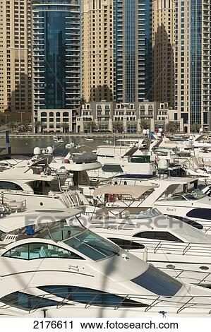 UAE, Dubai, Boats and residential flats; Dubai Marina View Large Photo Image Stock Image - UAE, Dubai, Boats and residential flats; Dubai Marina. Fotosearch