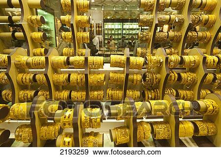 UAE, Looking through window of gold shop in Gold Souk; Dubai View Large Photo Image Stock Photo - UAE, Looking through window of gold shop in Gold Souk; Dubai. Fotosearch