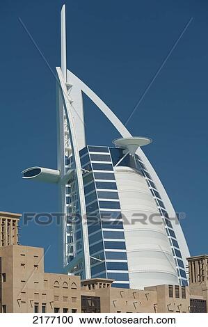 UAE, Madinat Jumeirah Hotel with Burj Al Arab Hotel behind; Dubai View Large Photo Image Stock Image - UAE, Madinat Jumeirah Hotel with Burj Al Arab Hotel behind; Dubai. Fotosearch