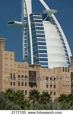 UAE, Madinat Jumeirah Hotel with the Burj Al Arab Hotel behind; Dubai View Large Photo Image Stock Image - UAE, Madinat Jumeirah Hotel with the Burj Al Arab Hotel behind; Dubai. Fotosearch
