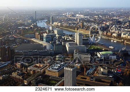 UK, Aerial view of central London towards London Eye and Houses of Parliament; England View Large Photo Image Stock Image - UK, Aerial view of central London towards London Eye and Houses of Parliament; England. Fotosearch