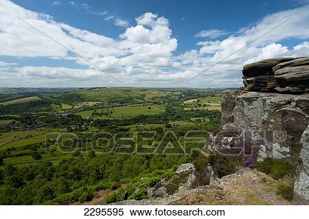 Stock Photography - UK, Derbyshire, View from Froggatt Edge across Peak District; Froggatt. Fotosearch