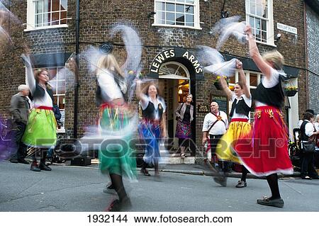 UK, East Sussex, Morris Dancing on street; Lewe View Large Photo Image Picture - UK, East Sussex, Morris Dancing on street; Lewe. Fotosearch