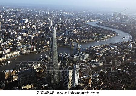 Stock Photo - UK, Elevated view of central London; England. Fotosearch