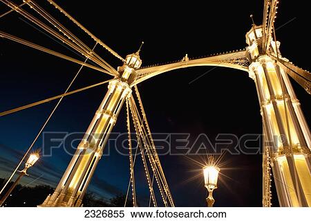 UK, England, Albert Bridge at night; London View Large Photo Image Stock Photography - UK, England, Albert Bridge at night; London. Fotosearch