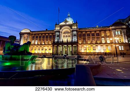 Uk, England, Birmingham, Council House And Victoria Square Dusk. View Large Photo Image Stock Image - Uk, England, Birmingham, Council House And Victoria Square Dusk.. Fotosearch