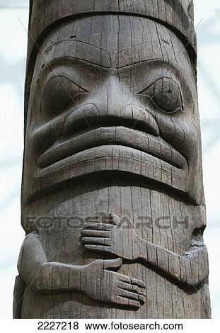Stock Photo - UK, England, British Museum; London, Detail of Totem pole. Fotosearch
