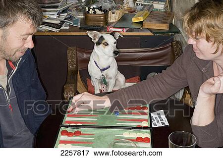 Stock Photo - Uk, England, Devon, People Playing Board Game At Pigs Nose Inn; East Prawle. Fotosearch