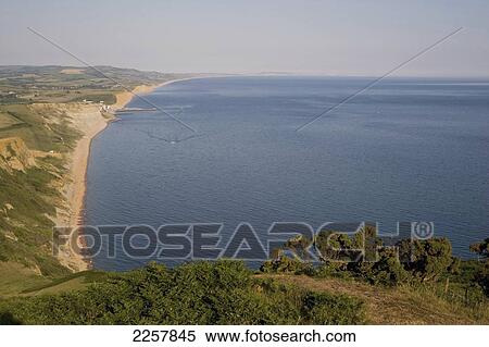 Stock Photography - Uk, England, Dorset, Jurassic Coast Towards Chesil Beach And Portland From Thorncombe Beacon; West Dorset. Fotosearch
